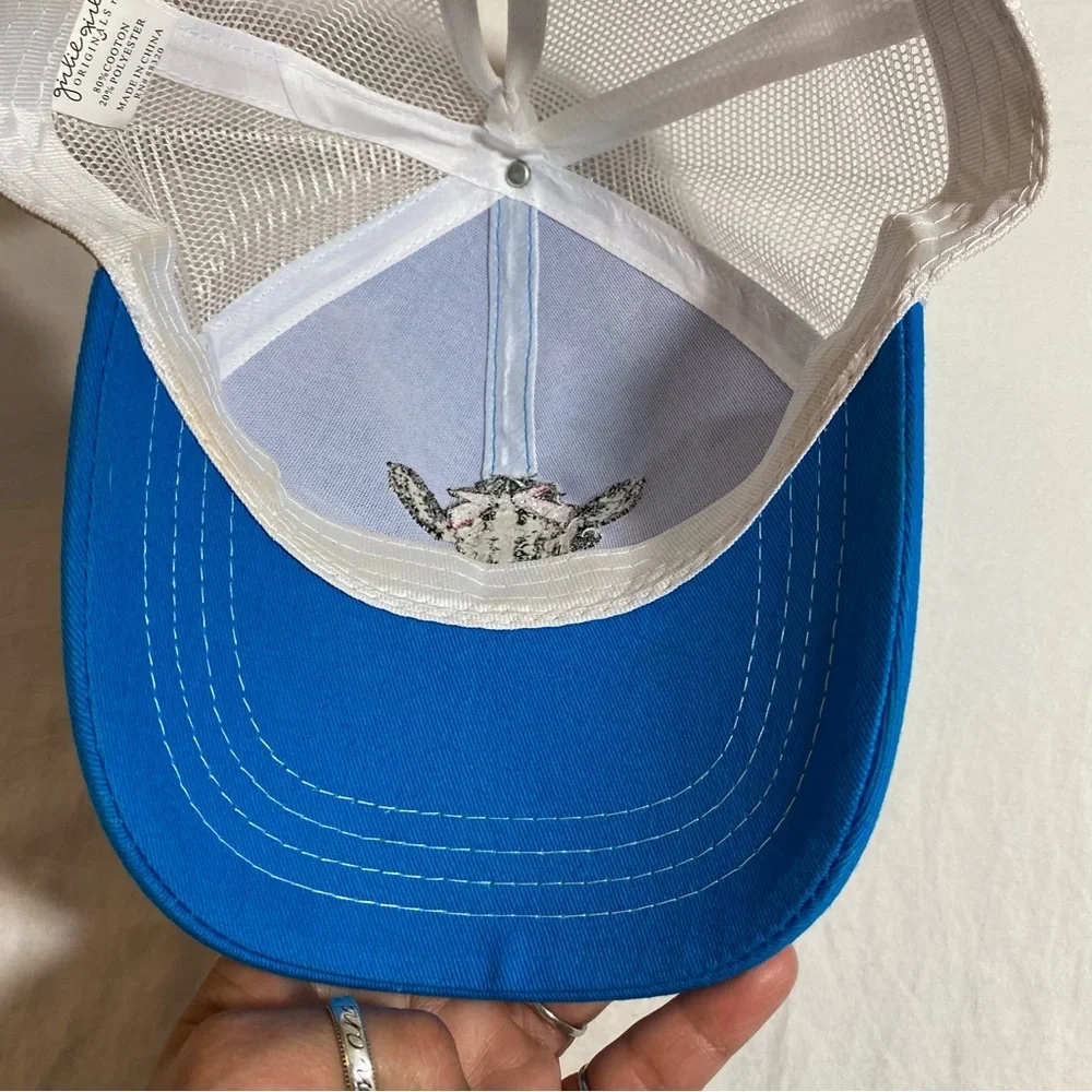 Girlie Girl Pony Tail Hat Betsy Cow Hat Baseball Cap Mesh White Blue Cap